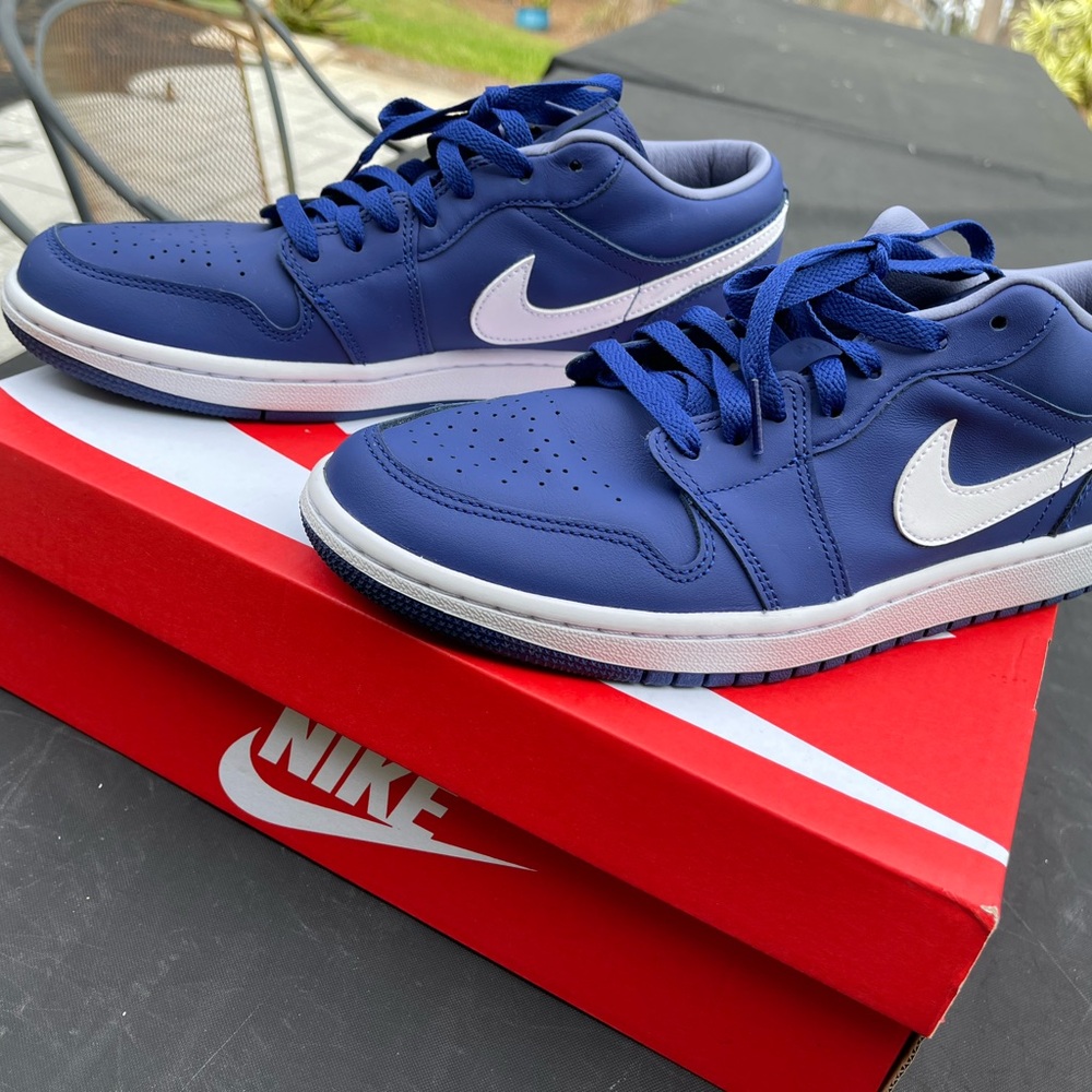 Blue Leather Sneakers